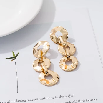 Jaeeyin 2021 Declarație De Moda Bijuterii De Aur De Culoare Lanț De Link-Ul Stud Cercei Geometrice Indesata Aur Hoop Legăna Picătură De Cadouri Pentru Femei