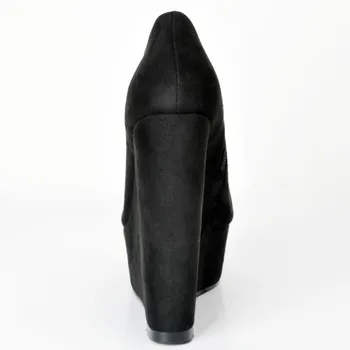 Olomm Noi Femeile Pene Pompe Sexy pe Tocuri de 15 cm, Pompe Elegant Rotund Deget de la picior Negru Biroul de Partid Pantofi Femei Plus Dimensiune SUA 4-15
