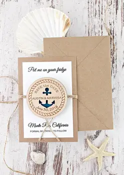 Personalizat nautice ancora Anunț de Nuntă din lemn Salvați Data Magneți de logodna carduri de invitatie de favoruri de partid cadouri