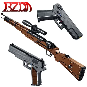 BZDA 98K Sniper Rifle M1911 Pistol Automat Blocuri Kar98k Parada Pușcă Militară Technic Vedere Arma Cărămizi Copil Jucarii Baieti