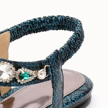 COVOYYAR 2019, Femei de Lux, Sandale Boem Stras Pantofi de Vara pentru Femeie T-curea pantofi Plat Doamna Sandale Mare Dimensiune 45 WSS437