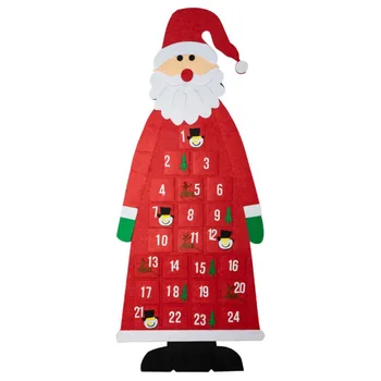 Crăciun Advent Calendar 2020 Agățat De Perete Santa Simțit Calendar Advent, Cu Buzunare 24 De Zile Calendaristice De Decoratiuni De Craciun