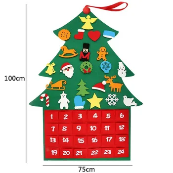 Crăciun Advent Calendar 2020 Agățat De Perete Santa Simțit Calendar Advent, Cu Buzunare 24 De Zile Calendaristice De Decoratiuni De Craciun