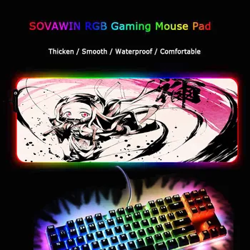 MRG Demon Slayer Kimetsu Nu Yaiba RGB Jocuri Mari Mouse-ul Mat Computer Mare Mousepad Led Backlight Suprafata Tastatura Birou Mat