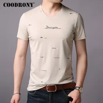 COODRONY Maneca Scurta Tricou Bărbați Vară Streetwear Casual pentru Bărbați T-Shirt de Brand T Camasa Barbati V-Neck Bumbac Tricou Homme S95005