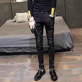 NOI 2020 primavara toamna slab elastic Casual moda coreeană Slim negru adolescenți hip hop cowboy denim blugi picior barbati pantaloni de creion