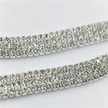 Pietre lanț centura de Cristale de argint 3 rând Trim Aplicatiile Coase pe de bijuterii lanț Partid Rochie de Mireasa Decor coase pe
