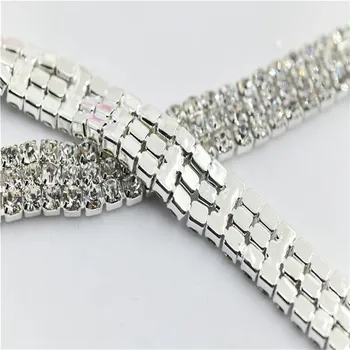 Pietre lanț centura de Cristale de argint 3 rând Trim Aplicatiile Coase pe de bijuterii lanț Partid Rochie de Mireasa Decor coase pe