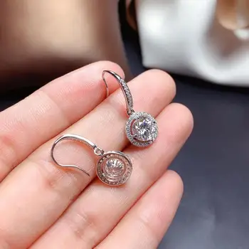 925 sterling silver cercei stil Clasic bijuterii cu Diamante Mosan diamant 2CT Circulară 6.5mmx2 cercei Petrecere de Nunta, cadou de ea