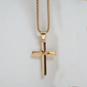 Crucifix De Sex Feminin De Aur Iisus Crucea Pandantiv Colier Pentru Barbati Femei Cadou De Crăciun Din Oțel Inoxidabil Creștin Bijuterii Dropshipping