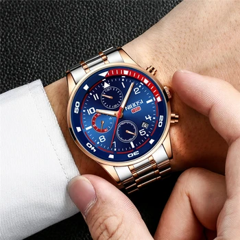 NIBOSI Bărbați Ceasuri Fashion Chronograph Sport Ceas Militar de Top de Brand de Lux din Oțel Inoxidabil Argintiu Impermeabil Cuarț Ceas pentru Bărbați