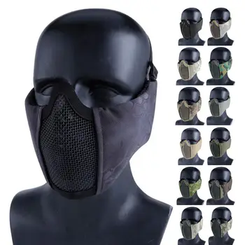 Tactic Jumătate Față Măști de Airsoft Paintball Joc CS Low-carbon Steel Mesh Militare Confortabil cu Urechea Mască de Protecție