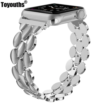 Toyouths Metal Banda din Oțel Inoxidabil pentru Apple Watch SE 38mm 42mm 40mm 44mm Moda Femei Barbati Curea pentru iwatch Serie 6/5/4/3/2/1