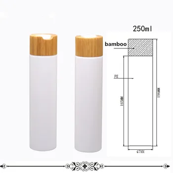 250ml Alb din Plastic Cosmetice Emulsie Sticla cu Bambus Apăsați disc pac Gol de Călătorie Tonic pentru Păr/Șampon/săpun de Corp/Lotiune de Sticla