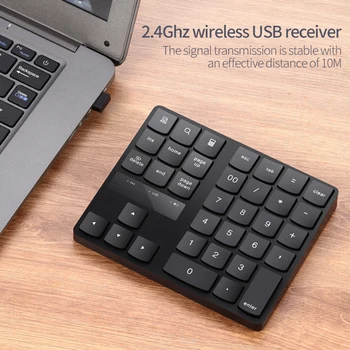 2.4 GHz Wireless Keyboard 35-cheie Multimedia Reîncărcabilă Tastatura Digital Portabil Tastatura Numerică Tastatura Pentru IOS, Android, Windows
