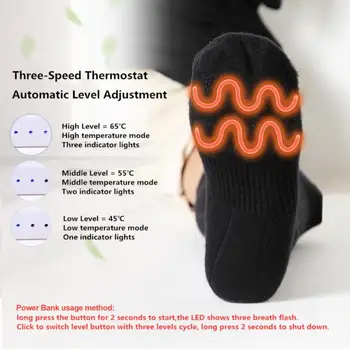 Iarna Electrice Incalzite Șosete Picior mai Cald Încălzire Șosete USB Reîncărcabilă Trei-viteza Termostat de Cald Șosete Termice