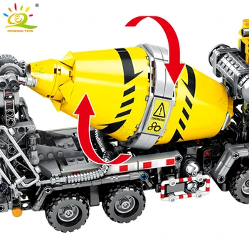 HUIQIBAO 1143Pcs Oraș Agitând Camion Jucării Blocuri de Constructii Tehnice Construcții de Inginerie Camion Malaxor Mașină de Cifre Cărămizi Copil