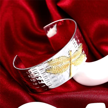 DOTEFFIL Argint 925 Aur Libelula brățară Brățară Pentru Femei Logodna de Nunta de Moda Farmec Petrecere Bijuterii
