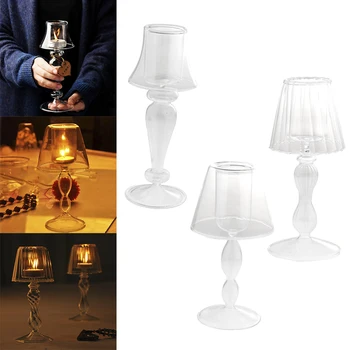 Sfesnic Vintage Lampă de Masă o Formă de Sticlă, Candelabre Suport de Lumină Ceai Clar Suport Lumanare pentru Home Decor tort de Nunta
