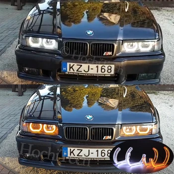 Switchback Dual Chihlimbar Alb Cristal C LED Angel Eyes Inele de halogen Pentru BMW E36 Seria 3 cu Euro faruri 1992 1993 1994-1998