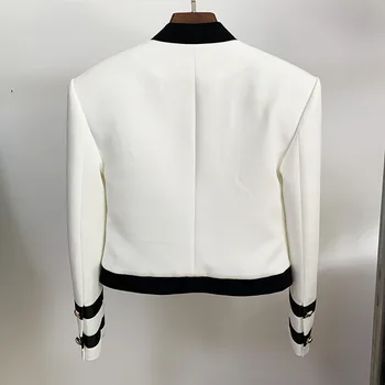 Noi Toamna anului 2020 Designer Haina Jacheta Femei Alb V Gât Leu Butoane Trupa Jachete Famale Elegant Îmbrăcăminte exterioară Topuri mujer chaqueta