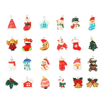 24Pcs de Crăciun DIY Farmece Pandantiv Crăciun Rășină Pandantiv Meserii Ornamente de Crăciun Simulare Sclipici Pandantiv DIY Accesorii