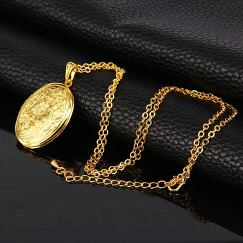 Moda Bijuterii Vintage Medalion Pandantiv Colier Pentru Femei Joias Ouro De Culoare De Aur Plutind Farmec Clasic Fotografie India Coliere