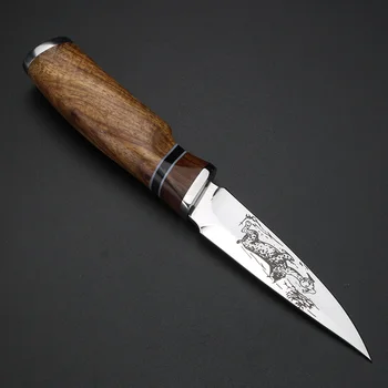În aer liber cuțit scurt Wild camping supravietuire cuțit Fix blade Lamă de cuțit model handmade cuțite cu mâner de lemn