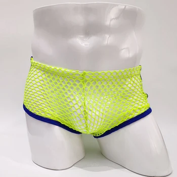 Nou Stil Sexy Bărbați Transparent Boxer Gol Afară De Creșterea Redusă Net Mesh Bikini Lenjerie Umflatura Chiloți Lenjerie Portbagaj Pantaloni Scurți