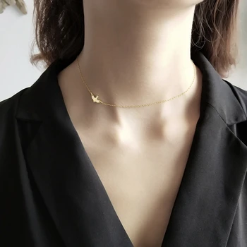 LouLeur argint 925 free bird colier de aur de moda simplu claviculare lanț cravată neckalce pentru femei bijuterii fine cadou