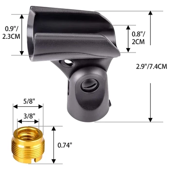 FX-Universal Microfon Clip Titular cu 5/8 Inch Masculin la 3/8 Inch de sex Feminin Piuliță Adaptoare Negru