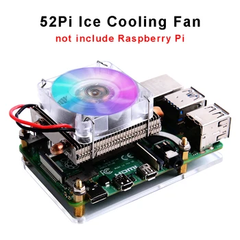 52Pi Turnul de GHEAȚĂ Raspberry Pi 4B Ventilatorului de Răcire pline de culoare RGB Schimbarea Lumină mai rece cu Acrilic Caz pentru Raspberry Pi 4 B/3B+/3B