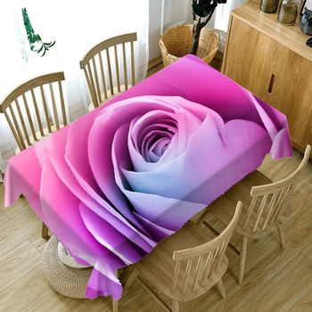 Nunta 3D Roz Model față de Masă Praf Lavabil Pânză de Bumbac Îngroșa Dreptunghiulare și Rotunde fata de Masa