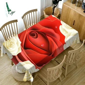 Nunta 3D Roz Model față de Masă Praf Lavabil Pânză de Bumbac Îngroșa Dreptunghiulare și Rotunde fata de Masa