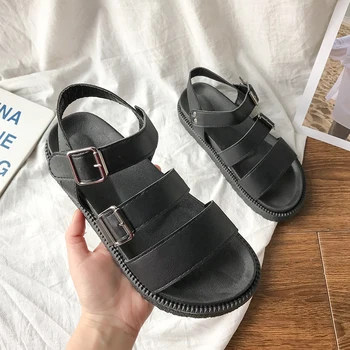 Negru Clasic Sandale Cu Platforma Femei 2020 Catarama Curelei Designer De Pantofi Casual De Vara Pentru Femei Sandale Pantofi De Plaja Pantofi Plat Pentru Femei