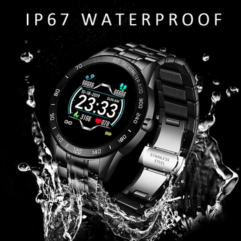 LIGE oțel inteligent impermeabil ceas barbati din piele smart watch sport Pentru iPhone rata de Inima tensiunea tracker de Fitness smartwatch