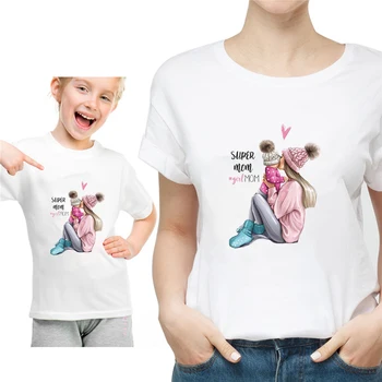 Drăguț Familie Look Potrivire Haine Mami Și me T-shirt, Mama, Fiul, Fiica Costume pentru Femei T-shirt Fetita Băieții de Sus