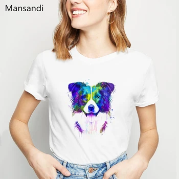 Acuarelă Jack russell terrier de animale imprimate tricou femei haine 2019 harajuku tricou Iubitorii de Câini amuzant tricou femme t-shirt