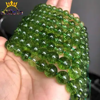 Natural Green Peridot Margele Rotunde de Piatră Pierde Margele Pentru Bijuterii DIY Brățară Colier Farmece 15