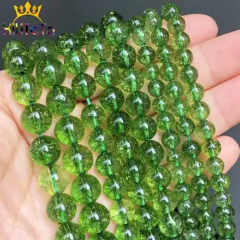 Natural Green Peridot Margele Rotunde de Piatră Pierde Margele Pentru Bijuterii DIY Brățară Colier Farmece 15