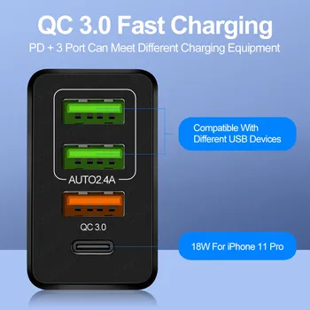 Olnylo 48W Quick Charge 3.0 4.0 USB Încărcător Rapid de Încărcare UE NE-PD 3.0 Încărcător de Telefon Mobil Pentru iphone 12 Samsung, Xiaomi, Huawei