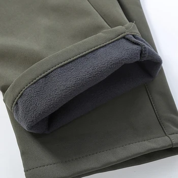 Oamenii Gros de Iarna Cald Fleece Pantaloni Casual sex Masculin Stretch SoftShell rezistent la apa Camuflaj Militari ai Armatei Pantaloni Lungi S-5XL