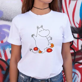 2020 Micul Meu Moomin Tricouri Femei Harajuku Kawaii Animal Print Alb, Tricouri Topuri Drăguț Femeie T-shirt Haine de Vară tricouri