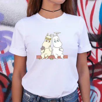 2020 Micul Meu Moomin Tricouri Femei Harajuku Kawaii Animal Print Alb, Tricouri Topuri Drăguț Femeie T-shirt Haine de Vară tricouri