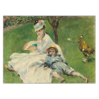 Citon Pierre Auguste Renoir《Madame Monet și Fiul Ei》Arta Panza Pictura in Ulei Imagine Poster de Perete Decor Acasă Decoratiuni Interioare