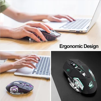 Ergonomic Reîncărcabilă Respirație Ușoară de a Dezactiva Wireless Gaming Mouse Mecanic 800/1200/1600/2400 DPI Mouse de Calculator Gamer Soareci