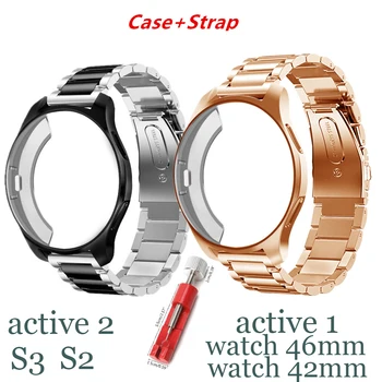 Caz+Curea Pentru Galaxy watch 46mm 42mm active 2 44mm 40mm samsung Gear S3 Frontieră 20mm/22mm ceas bandă de Oțel Inoxidabil caz TPU
