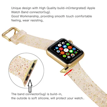 Sclipici Silicon Watchband pentru Apple Watch 38mm 42mm 40mm 44mm Clar Stralucitoare Bărbați Femei Bratara Curea Bandă pentru iWatch 1 2 3 4