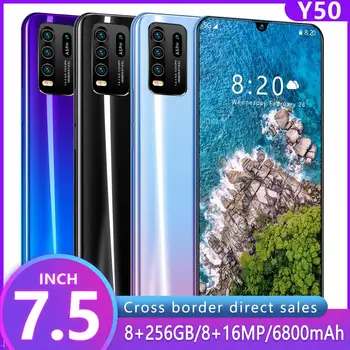 2020 Noua Versiune Globală Y50 7.5 Inch Ecran Mare, Android Smartphone Deca Core, 8GB RAM, 256GB ROM 6800mAh 4G LTE Moblie Telefon