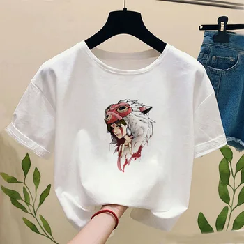 2020 Fashion Princess Mononoke T-shirt de Imprimare Ghibli Anime Japonez T-shirt cu maneci Scurte T-shirt de Moda Harajuku camasi femei